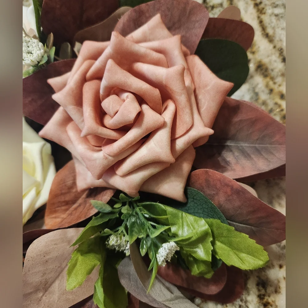 Lings Flowers Centerpiece Arrangement Dusty Rose & Cream Wedding, Baby Shower
